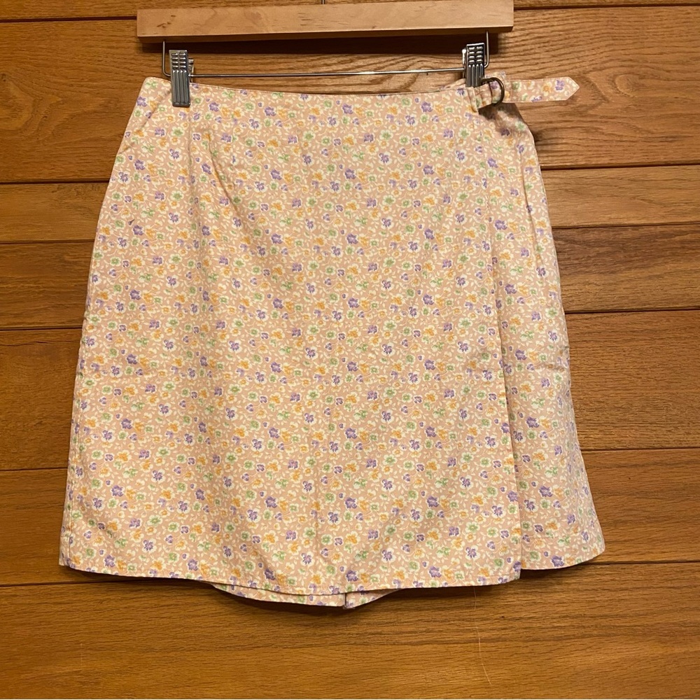 Vintage Liz Claiborne pink floral wrap front skort